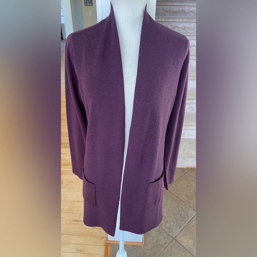 Orvis Women's Burgundy Open Front Cardigan- Size S